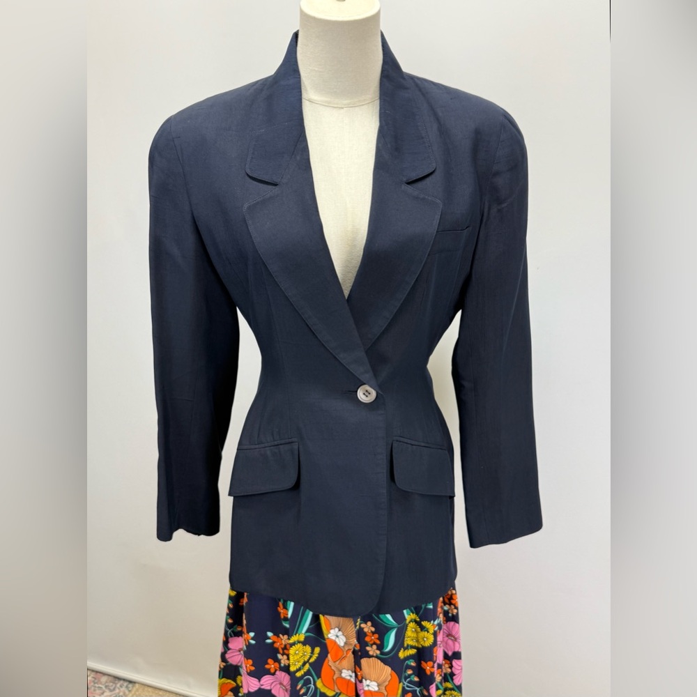 ANNE KLEIN II Women's Navy fitted single button Blazer size 6